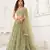 Olive Heavy Embroidery Net Semi Stitch A Line Lehenga With Blouse