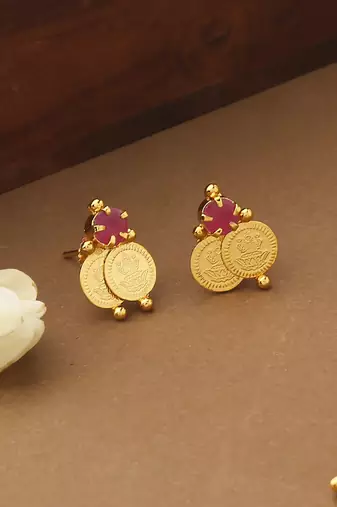 Multicolour Gold Plated Laxmi Motif Necklace Set