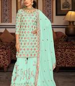 Bottel green georgette ebroidered designer sharara suit