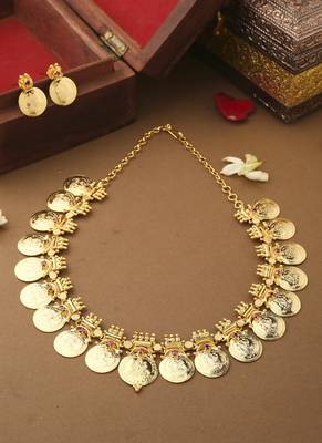 Necklace Set with Laxmi Motif and Gold Coins 1