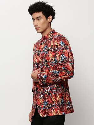 men's mandarin collar printed bandhgala blazer 3