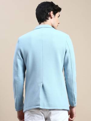 SHOWOFF Men's Notched Lapel Solid Blue Single-Breasted Blazer 4