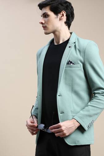 SHOWOFF Men's Notched Lapel Solid Green Single-Breasted Blazer