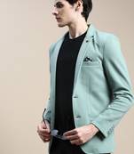 SHOWOFF Men's Notched Lapel Solid Green Single-Breasted Blazer