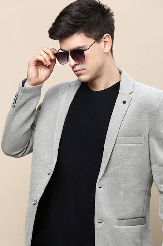 SHOWOFF Men's Notched Lapel Solid Beige Single-Breasted Blazer