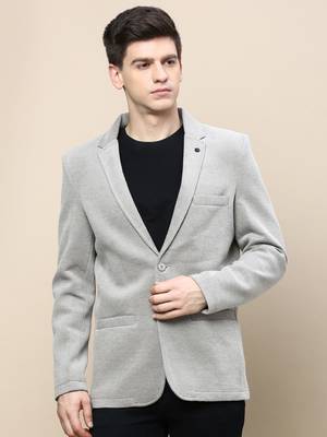 SHOWOFF Men's Notched Lapel Solid Beige Single-Breasted Blazer 2