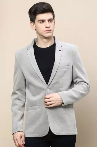 SHOWOFF Men's Notched Lapel Solid Beige Single-Breasted Blazer