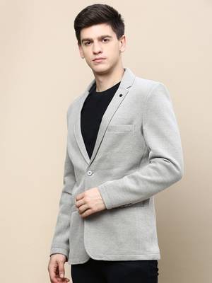 SHOWOFF Men's Notched Lapel Solid Beige Single-Breasted Blazer 3