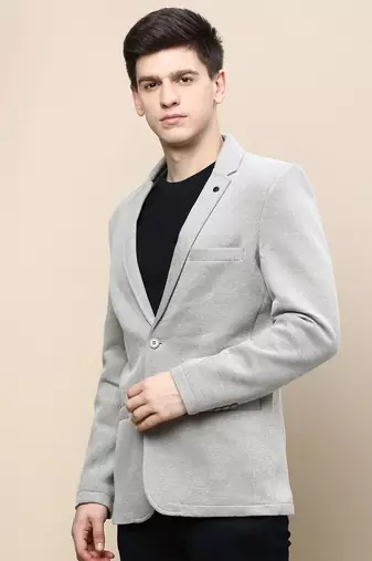 SHOWOFF Men's Notched Lapel Solid Beige Single-Breasted Blazer