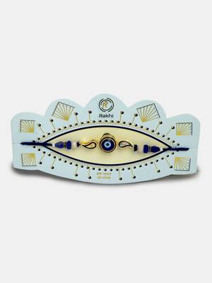 Nvr unisex set of 2 blue evil eye beaded bhaiya bhabhi rakhi with roli chawal 2
