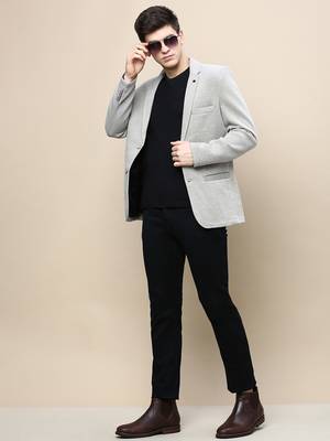 SHOWOFF Men's Notched Lapel Solid Beige Single-Breasted Blazer 5