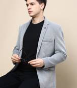 SHOWOFF Men's Notched Lapel Solid Grey Single-Breasted Blazer