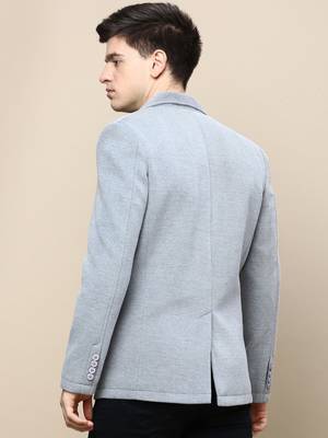 SHOWOFF Men's Notched Lapel Solid Grey Single-Breasted Blazer 4