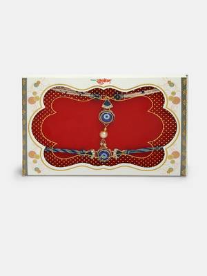 Nvr unisex set of 2 blue evil eye bhaiya bhabhi rakhi with roli chawal 2