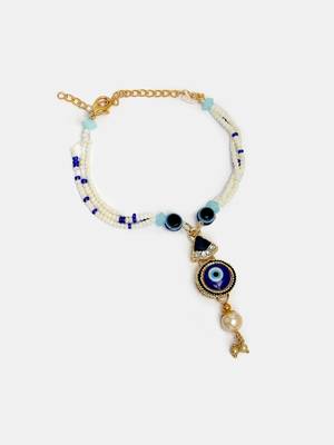 Nvr unisex set of 2 blue evil eye bhaiya bhabhi rakhi with roli chawal 3
