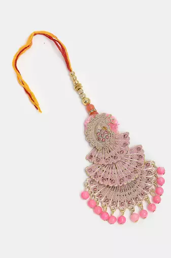 Nvr unisex set of 2 multicolor peacock design stone-studded & beaded bhaiya bhabhi rakhi with roli chawal