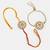 Nvr unisex set of 2 gold kundan-studded bhaiya bhabhi rakhi set with roli chawal