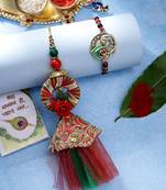 unisex set of 2 multicolor peacock design bhaiya bhabhi rakhi with roli chawal