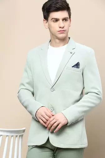 SHOWOFF Men's Notched Lapel Solid Green Single-Breasted Blazer