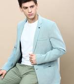SHOWOFF Men's Notched Lapel Solid Sea Green Single-Breasted Blazer