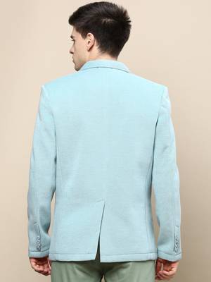 SHOWOFF Men's Notched Lapel Solid Sea Green Single-Breasted Blazer 4