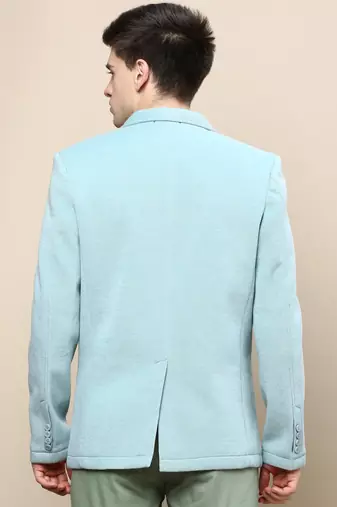 SHOWOFF Men's Notched Lapel Solid Sea Green Single-Breasted Blazer