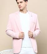 SHOWOFF Men's Notched Lapel Solid Pink Single-Breasted Blazer