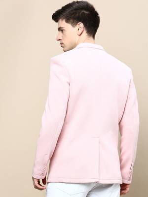 SHOWOFF Men's Notched Lapel Solid Pink Single-Breasted Blazer 4