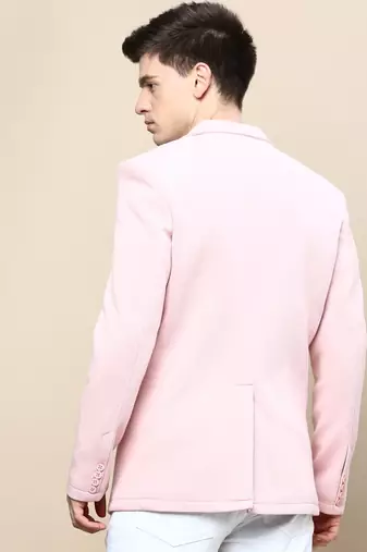 SHOWOFF Men's Notched Lapel Solid Pink Single-Breasted Blazer