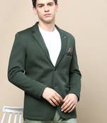 SHOWOFF Men's Notched Lapel Solid Green Single-Breasted Blazer