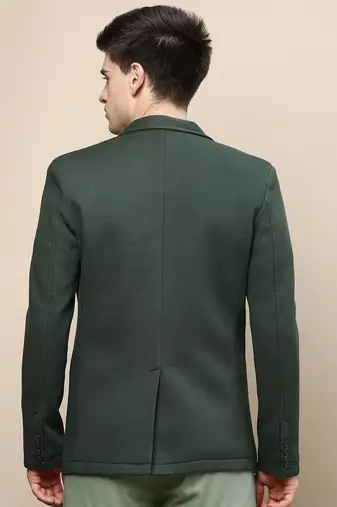SHOWOFF Men's Notched Lapel Solid Green Single-Breasted Blazer