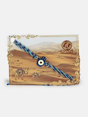 Nvr unisex set of 4 blue evil eye charm rakhi with roli chawal 2