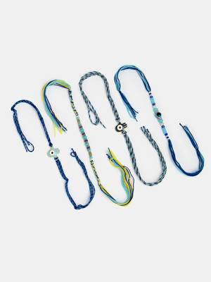 Nvr unisex set of 4 blue evil eye charm rakhi with roli chawal 4