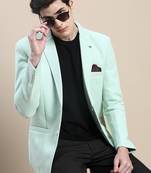 Men's Notched Lapel Solid Green Single Breasted Blazer