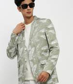 Men's Notched Lapel Sea Green Single-Breasted Slim Fit Blazer