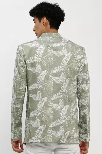 Men's Notched Lapel Sea Green Single-Breasted Slim Fit Blazer