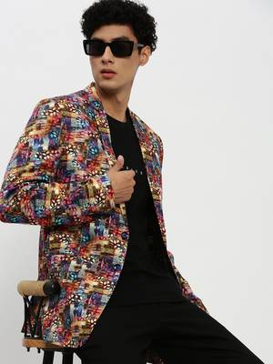 Men's Notched Lapel Multi Single-Breasted Slim Fit Blazer 1