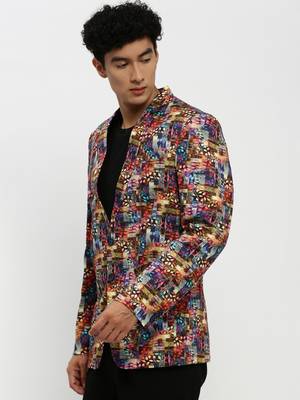 Men's Notched Lapel Multi Single-Breasted Slim Fit Blazer 3
