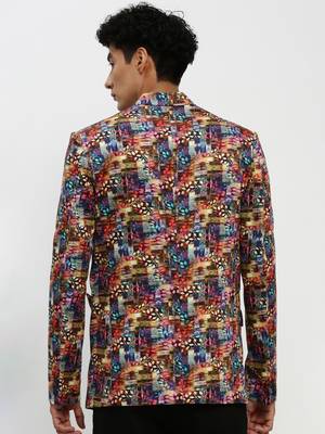 Men's Notched Lapel Multi Single-Breasted Slim Fit Blazer 4
