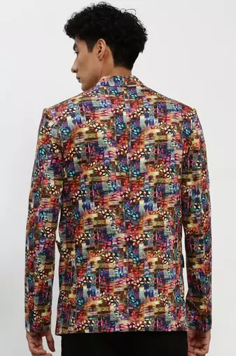 Men's Notched Lapel Multi Single-Breasted Slim Fit Blazer