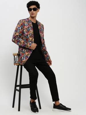 Men's Notched Lapel Multi Single-Breasted Slim Fit Blazer 5