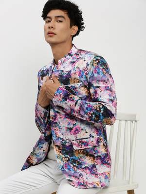 Men's Mandarin Collar Multi Bandhgala Slim Fit Blazer 1
