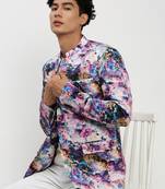 Men's Mandarin Collar Multi Bandhgala Slim Fit Blazer