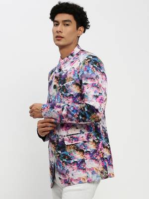 Men's Mandarin Collar Multi Bandhgala Slim Fit Blazer 3