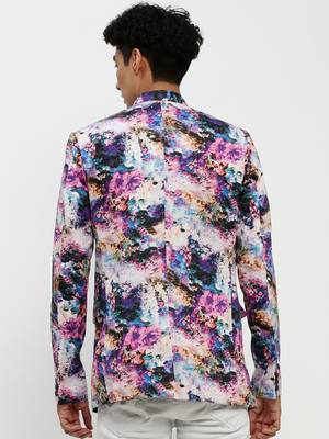 Men's Mandarin Collar Multi Bandhgala Slim Fit Blazer 4