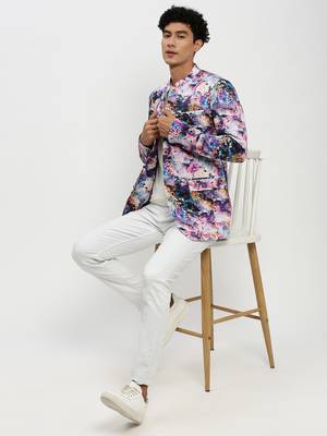 Men's Mandarin Collar Multi Bandhgala Slim Fit Blazer 5