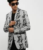 Men's Notched Lapel Grey Single-Breasted Slim Fit Blazer