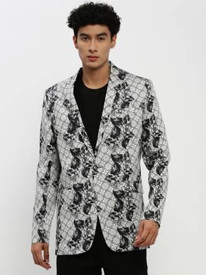 Men's Notched Lapel Grey Single-Breasted Slim Fit Blazer 2
