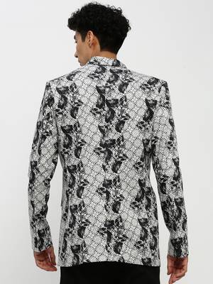 Men's Notched Lapel Grey Single-Breasted Slim Fit Blazer 4