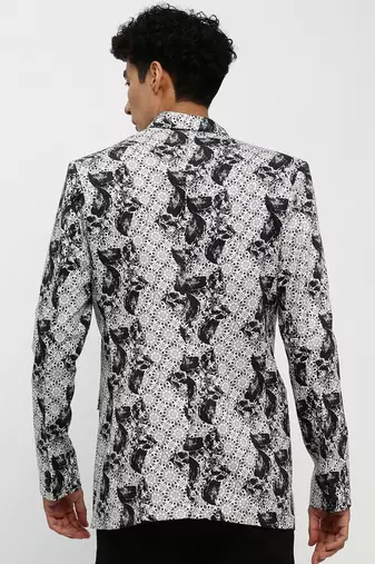 Men's Notched Lapel Grey Single-Breasted Slim Fit Blazer